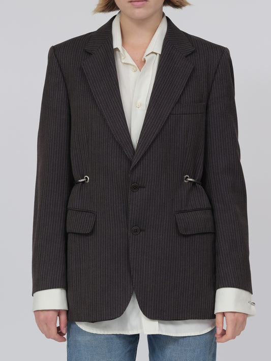 Brown Stripe Hardware Blazer