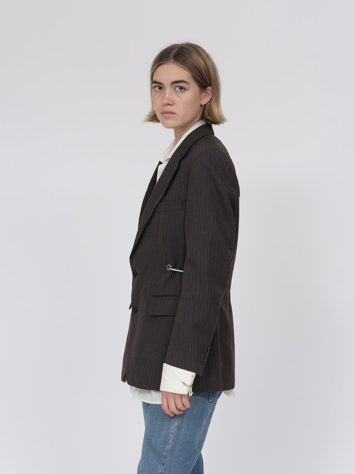 Brown Stripe Hardware Blazer