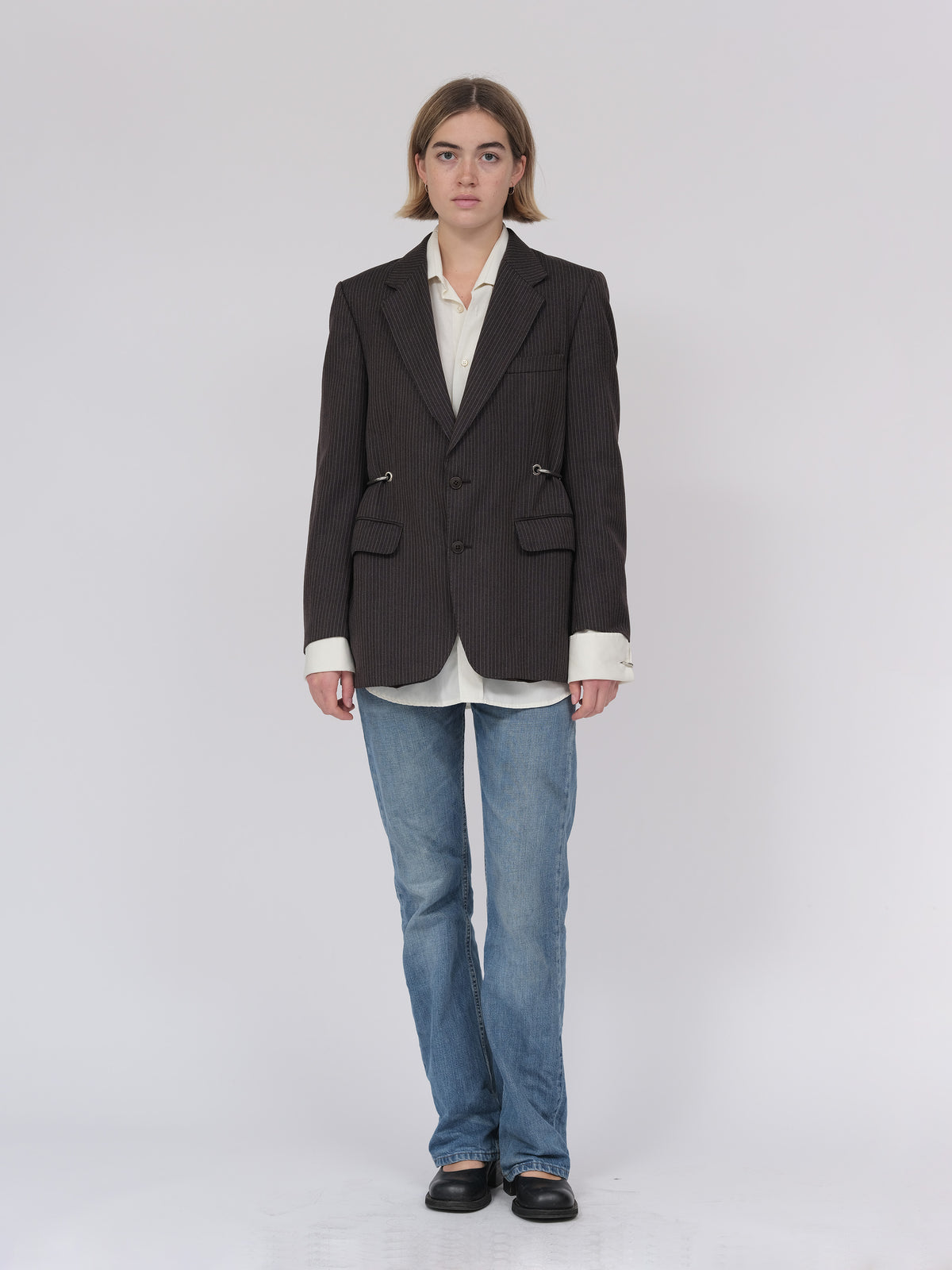 Brown Stripe Hardware Blazer