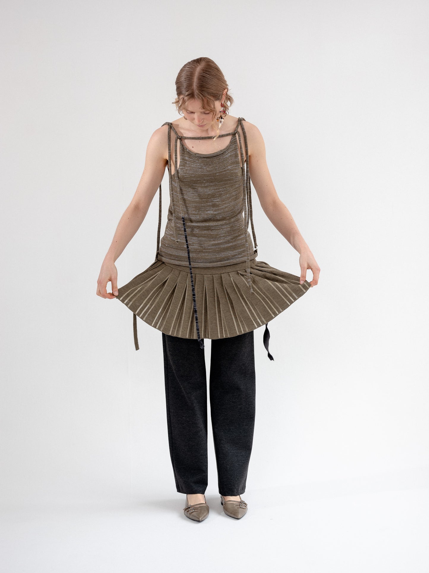 Plica knitted wrap skirt