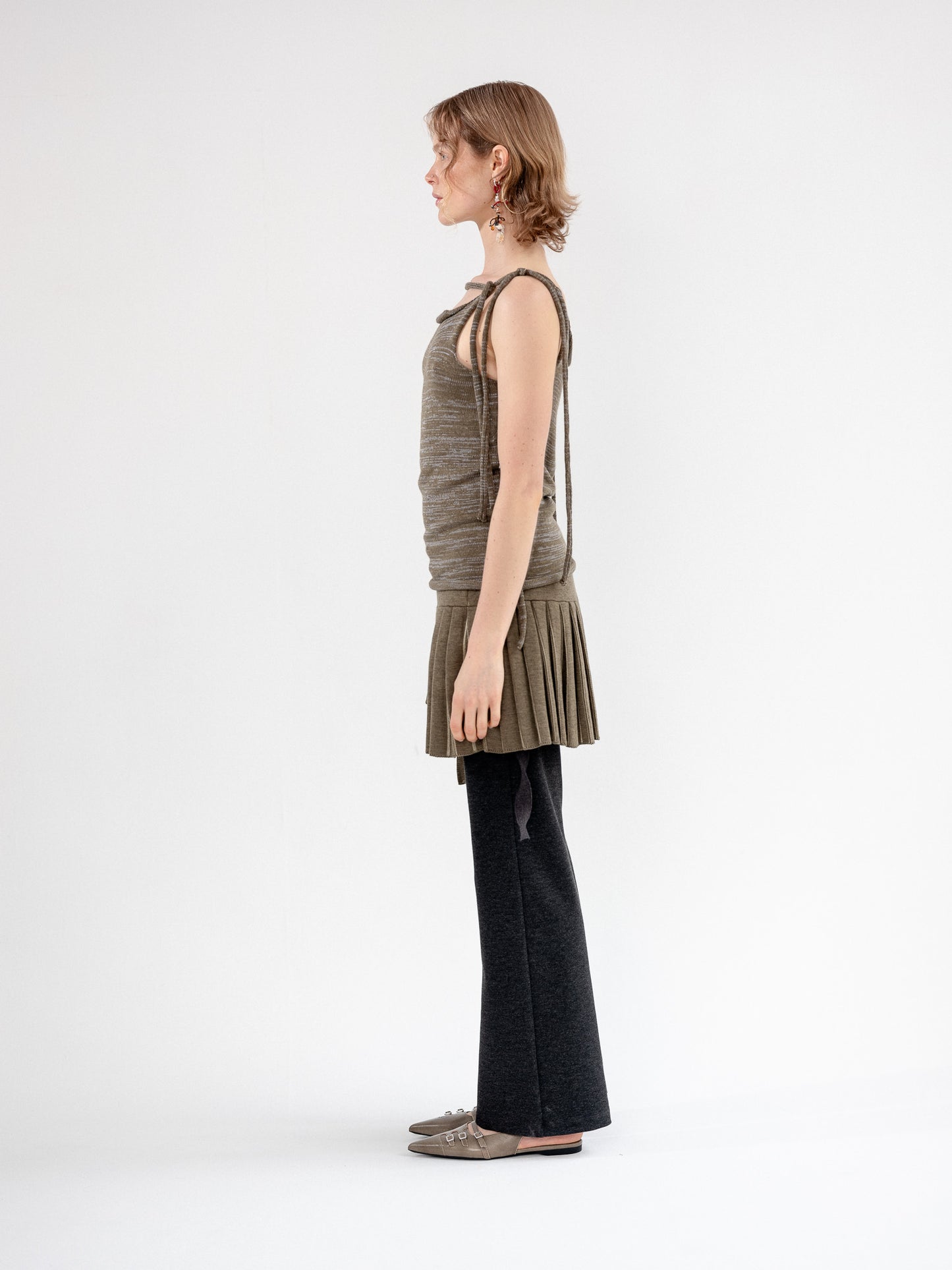 Plica knitted wrap skirt