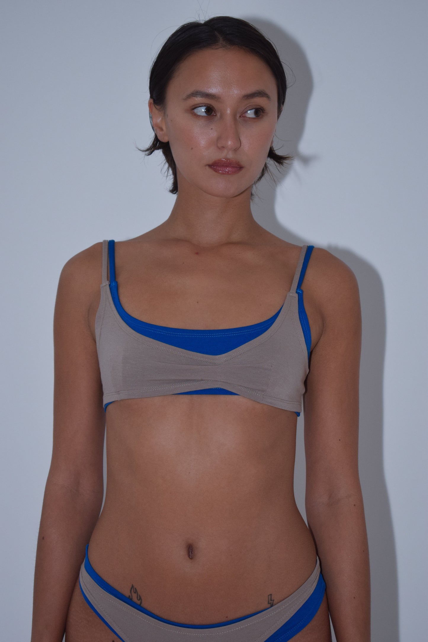 Layered Jersey Bra in Sand