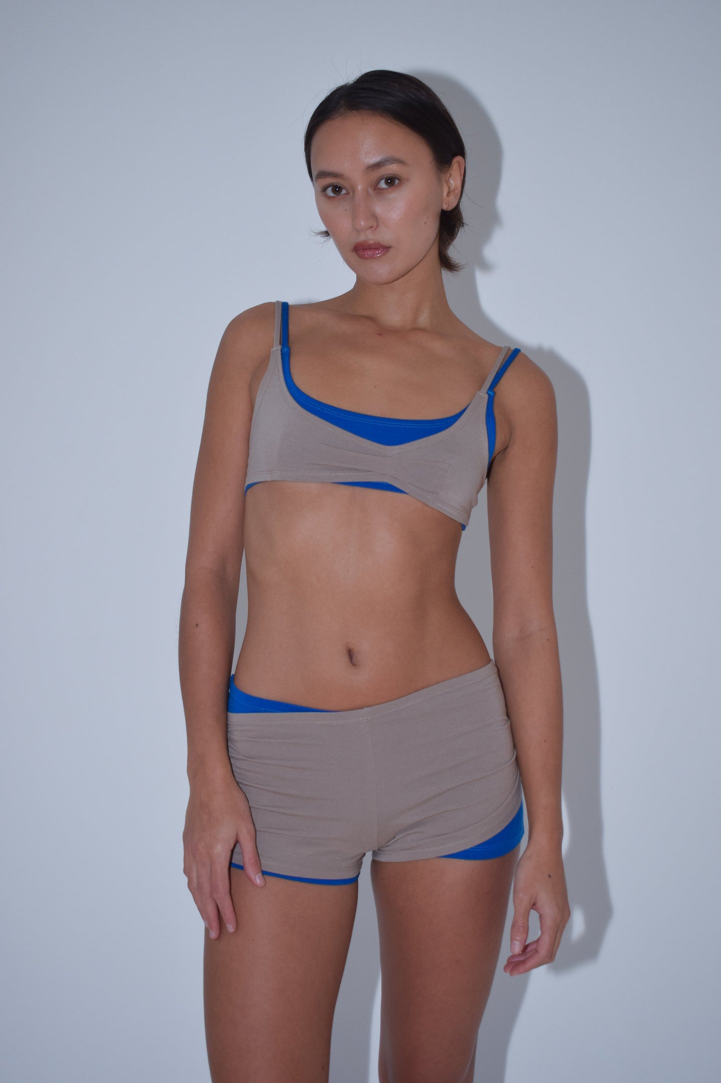 Layered Jersey Shorts in Sand