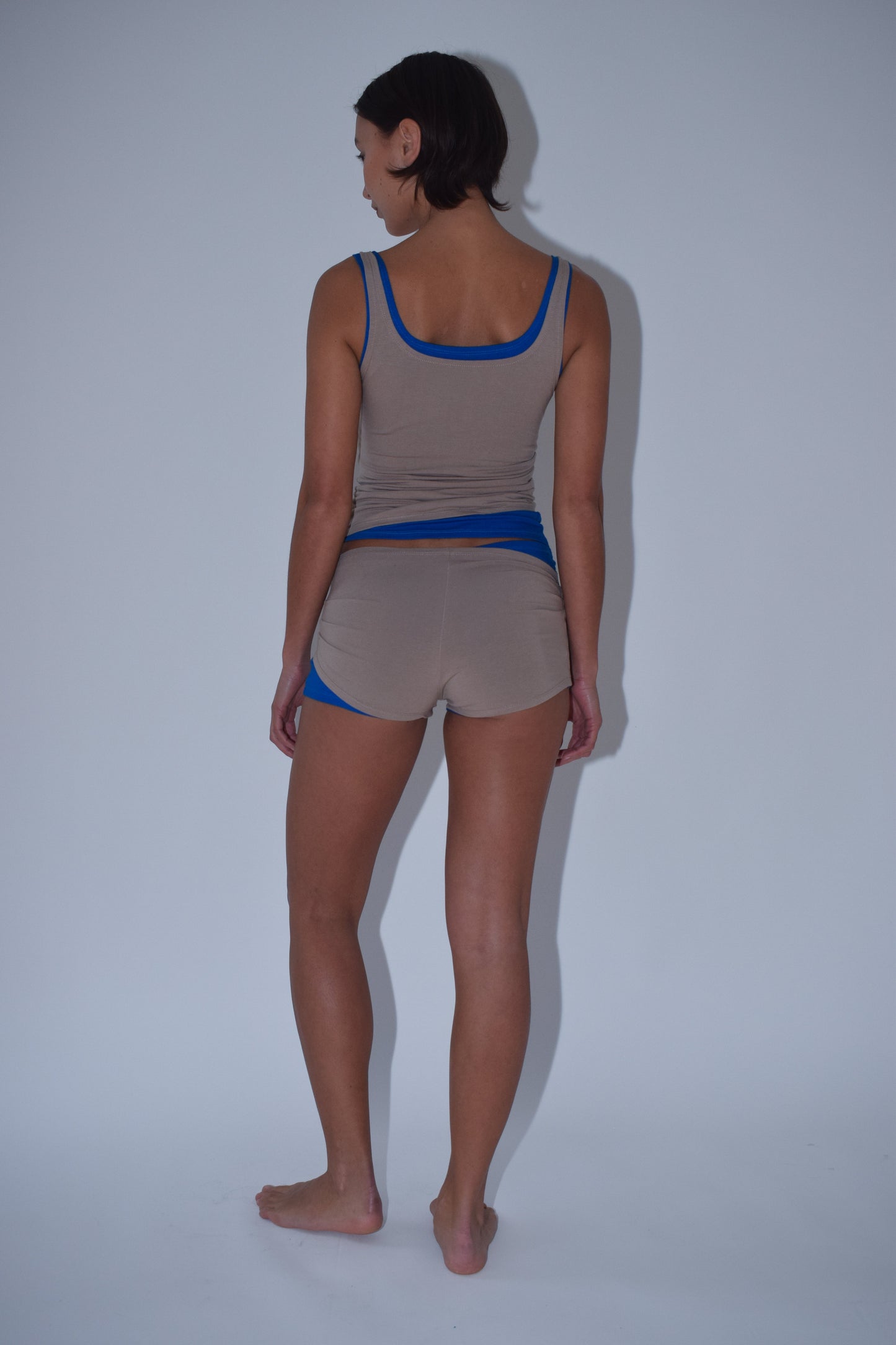 Layered Jersey Vest in Sand