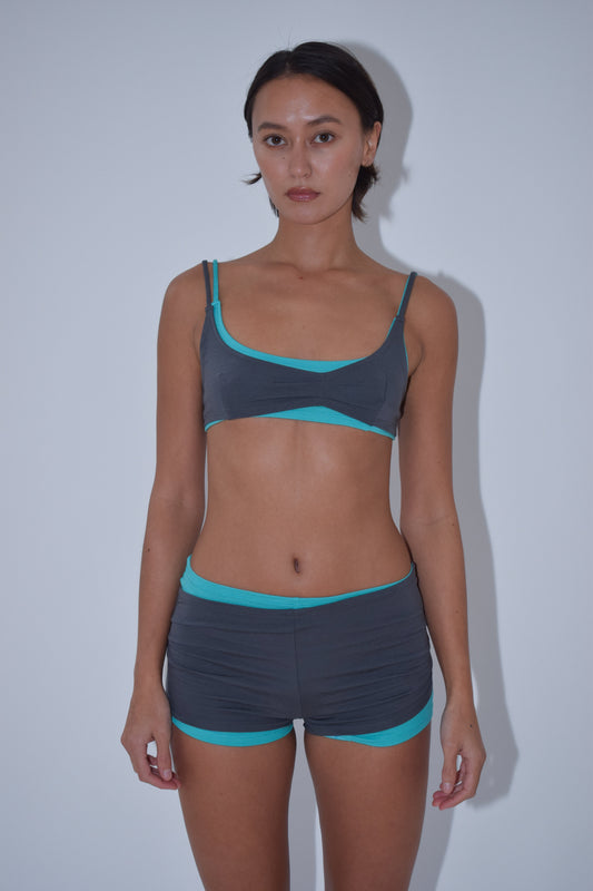 Layered Jersey Shorts in Charcoal