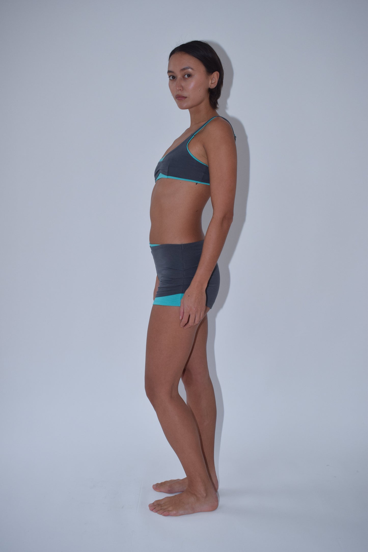 Layered Jersey Shorts in Charcoal