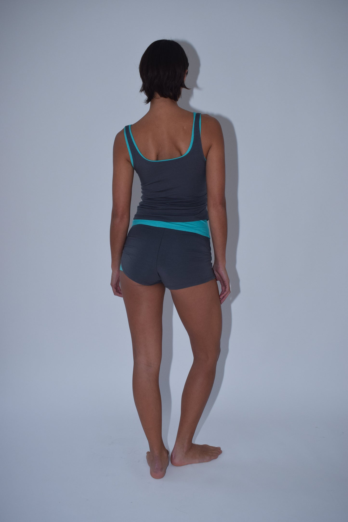 Layered Jersey Shorts in Charcoal