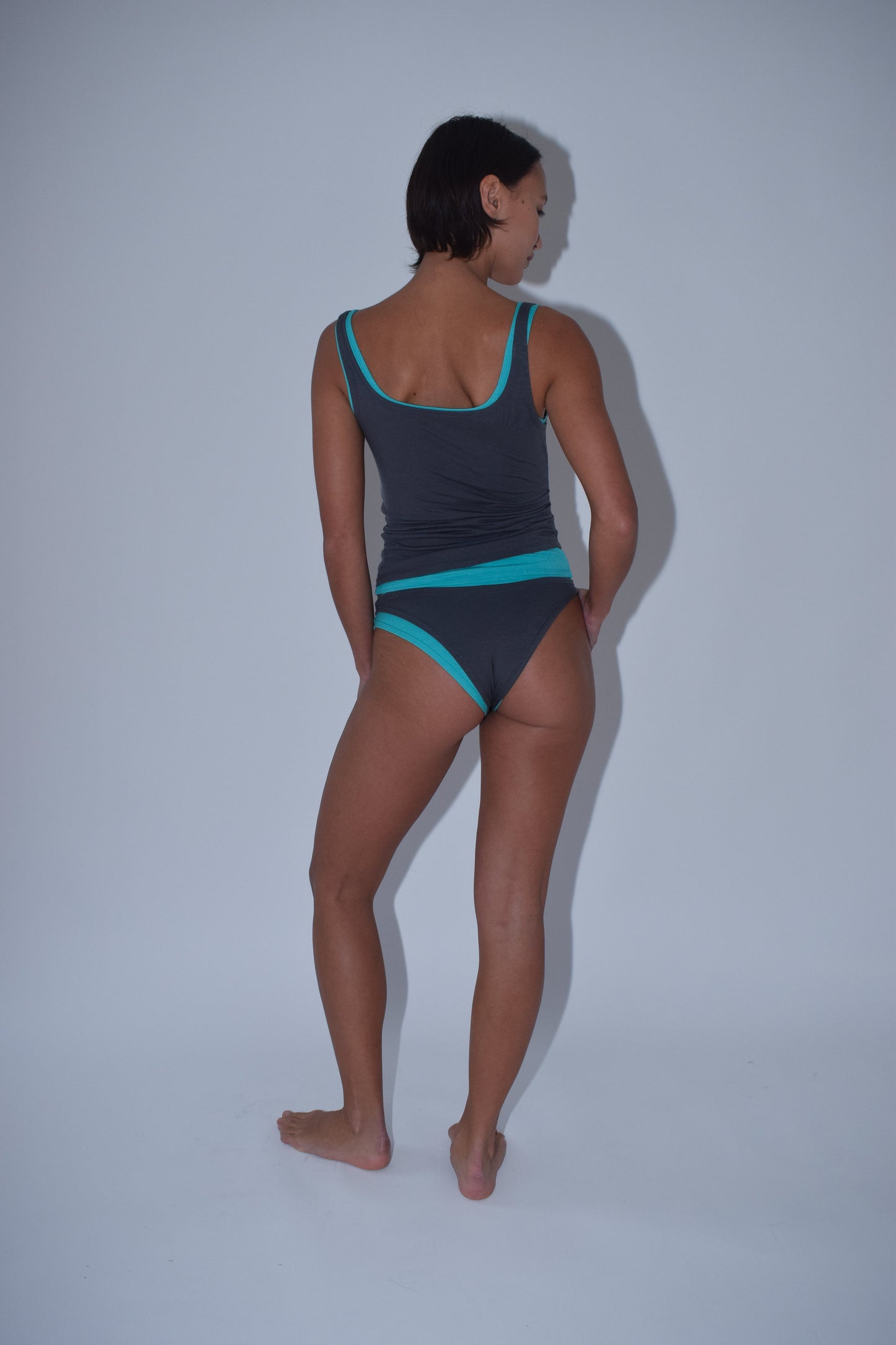 Layered Jersey Vest in Charcoal