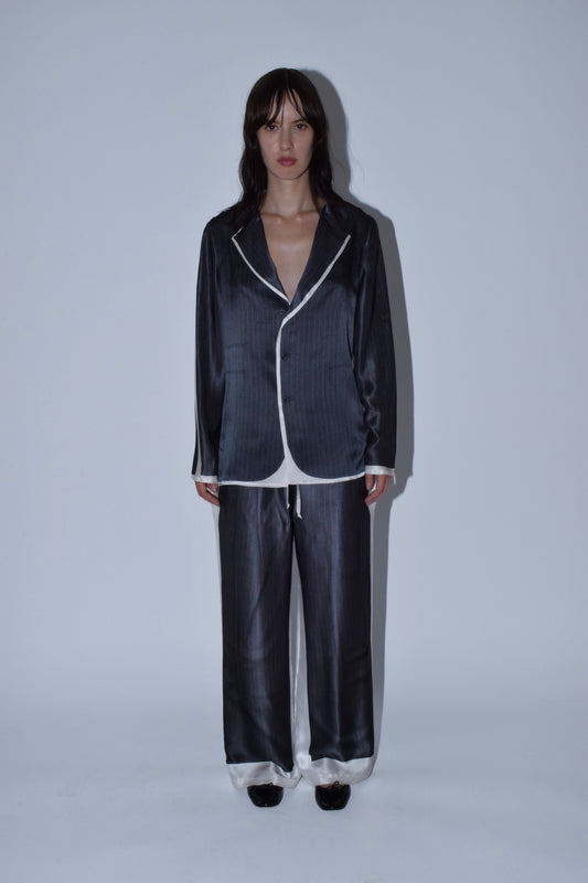 Pinstripe Silk Suit Trousers