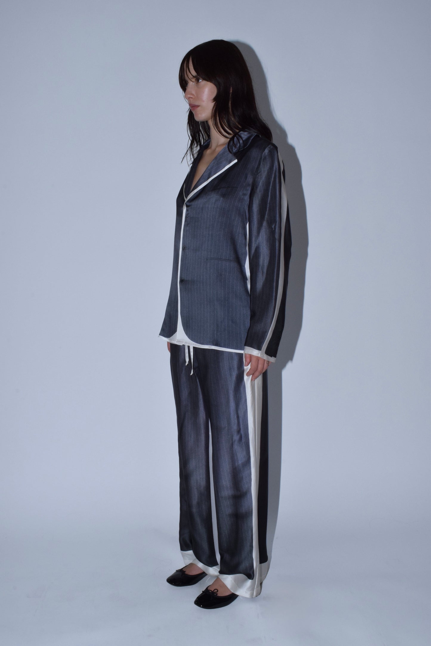 Pinstripe Silk Suit Shirt
