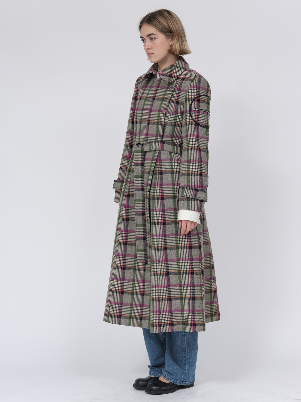 Tartan wool coat