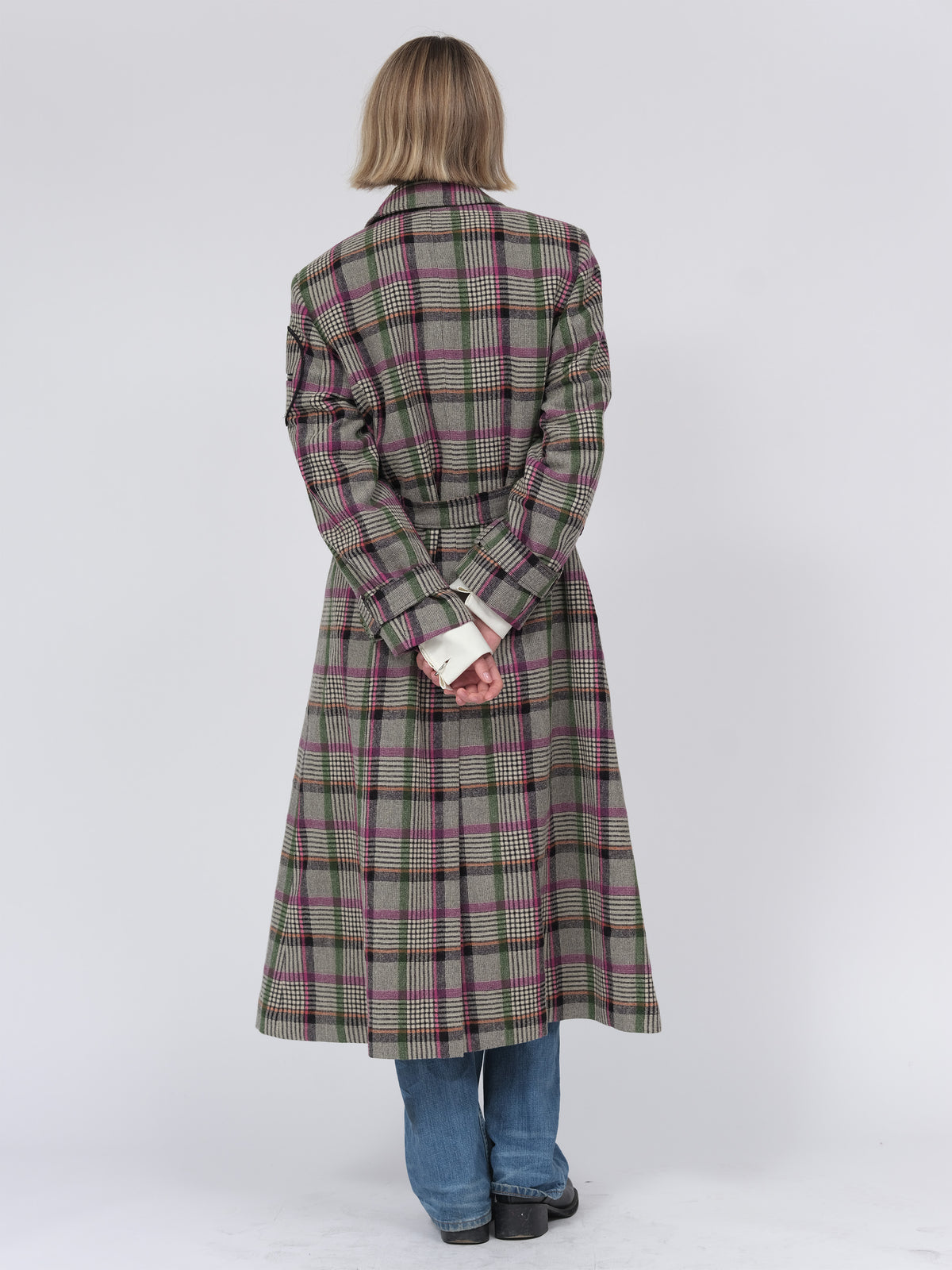 Tartan wool coat