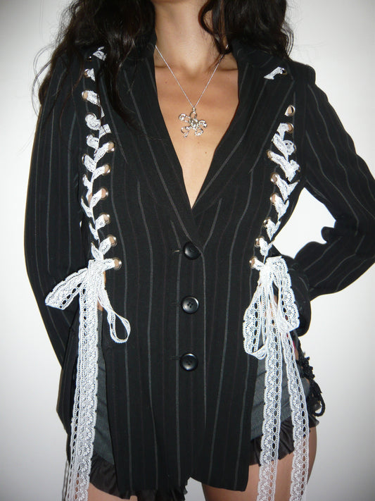 Double Laced Pinstripe Blazer