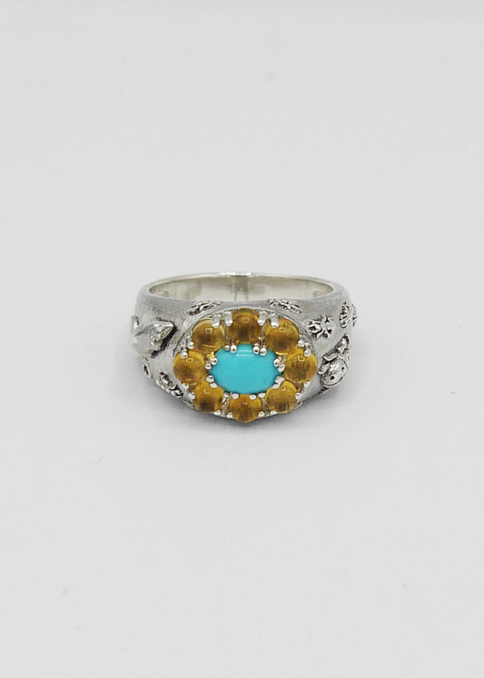 Pest Ring Aqua + Citrine