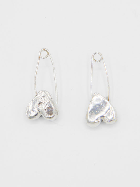 Safety Heart Pin Earrings