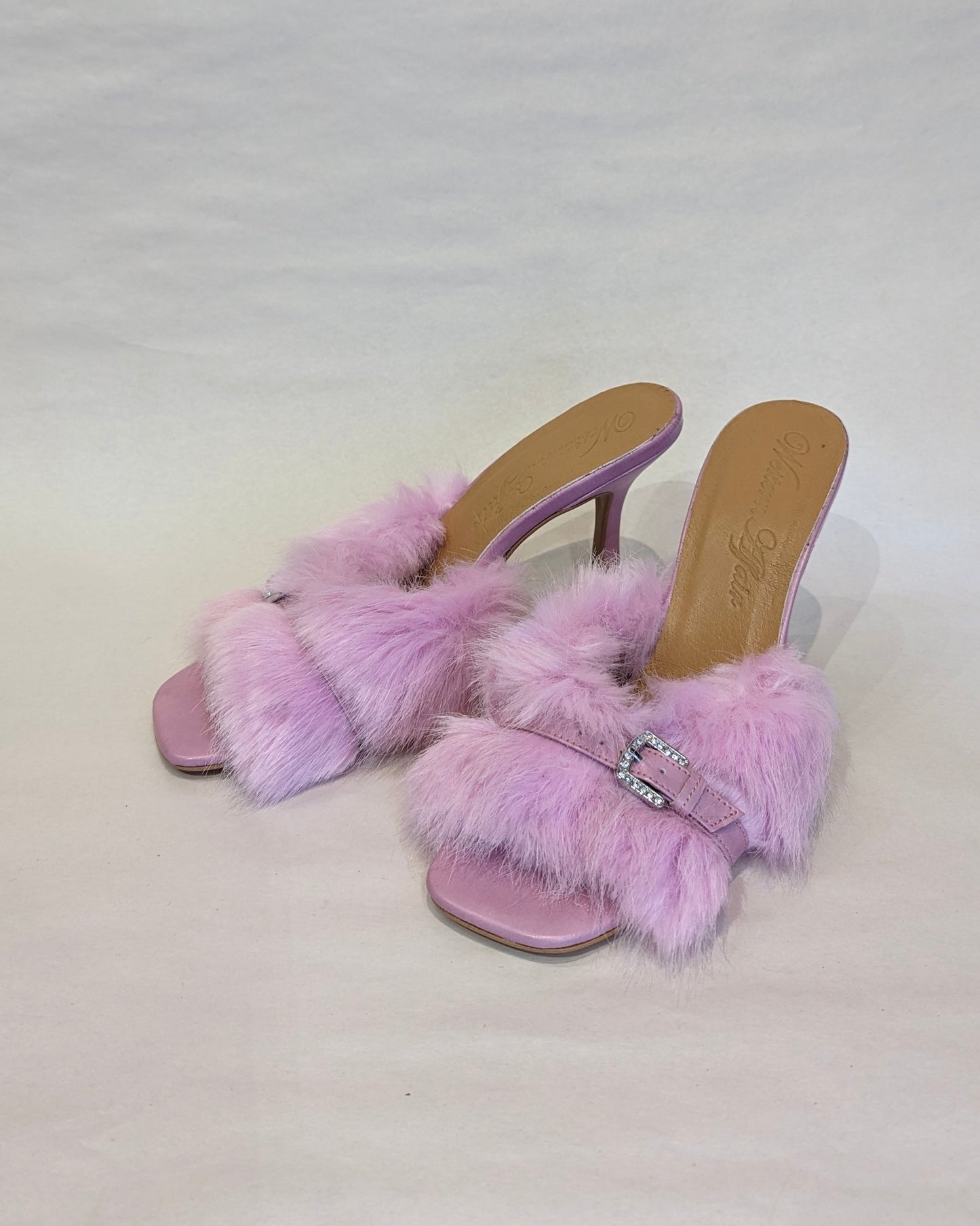 Diamonté Buckle Heels in Lavender