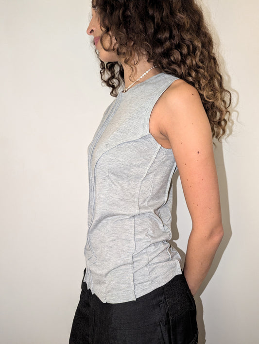 Grey Exposed Seam Vest