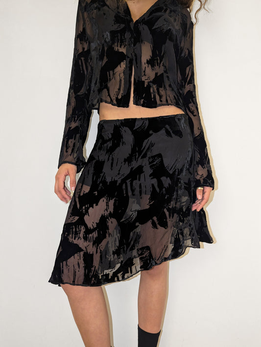 Asymmetrical Devore Skirt