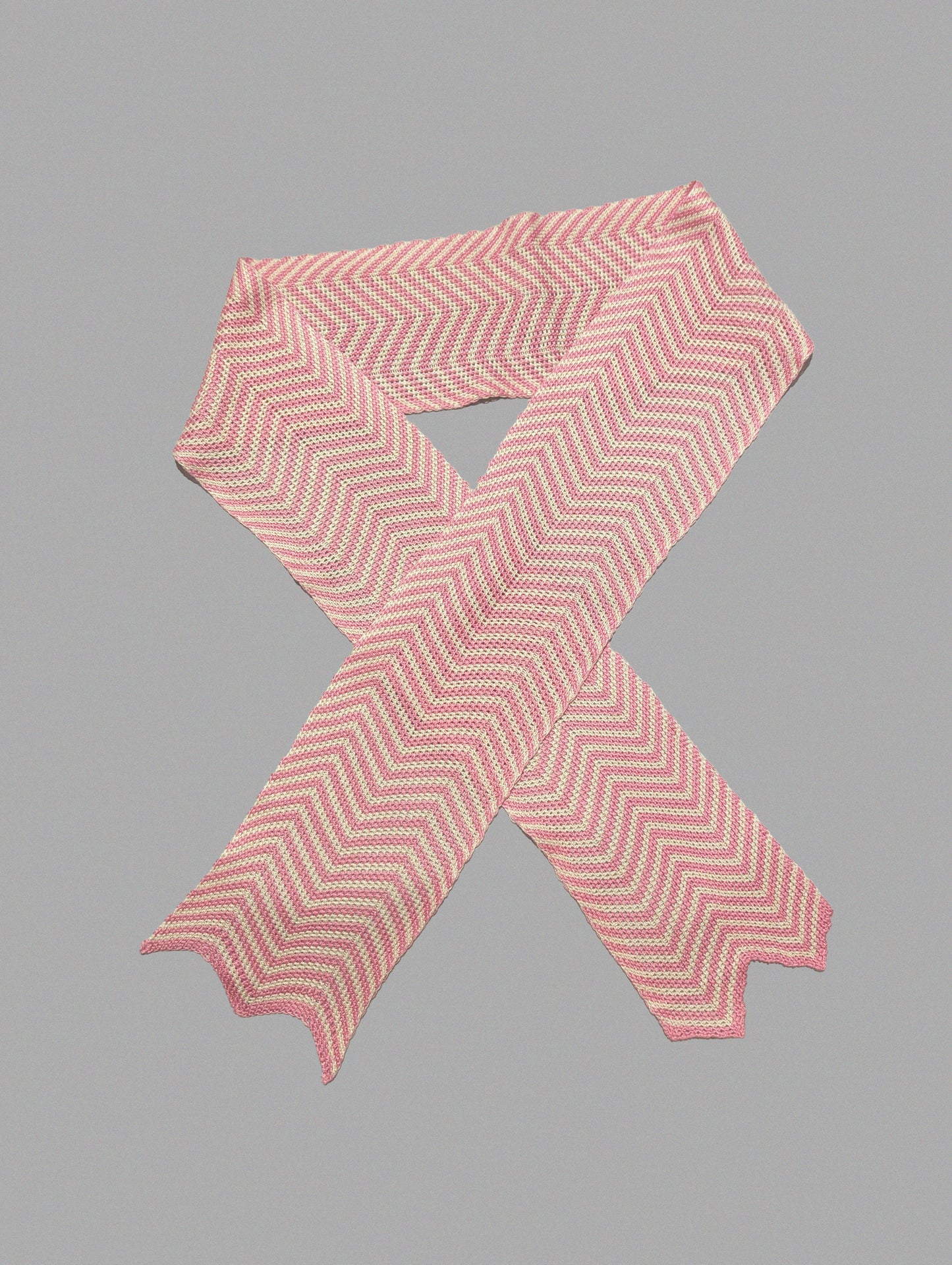 Chevron Necktie Pink/ Cream