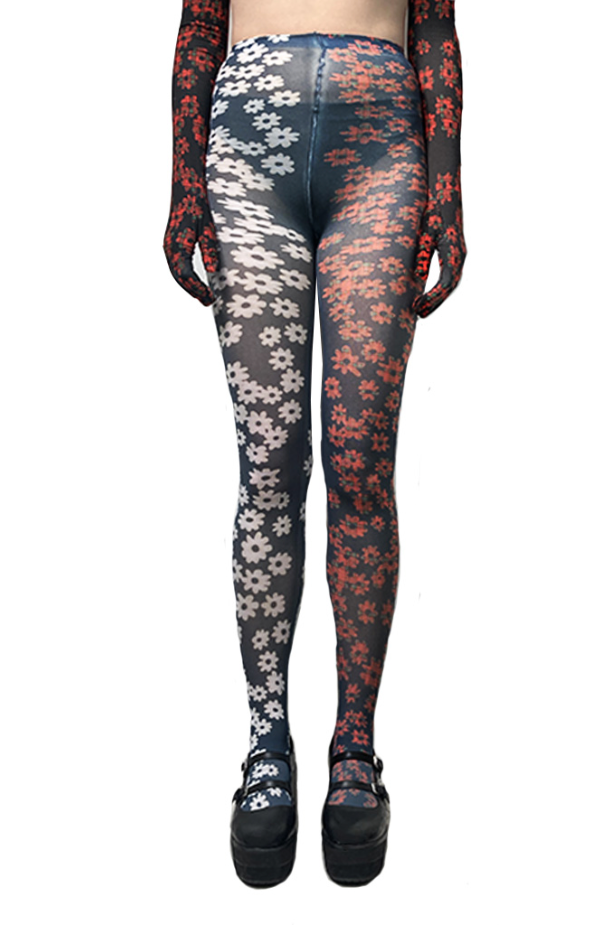 Red and Black Flower Tights