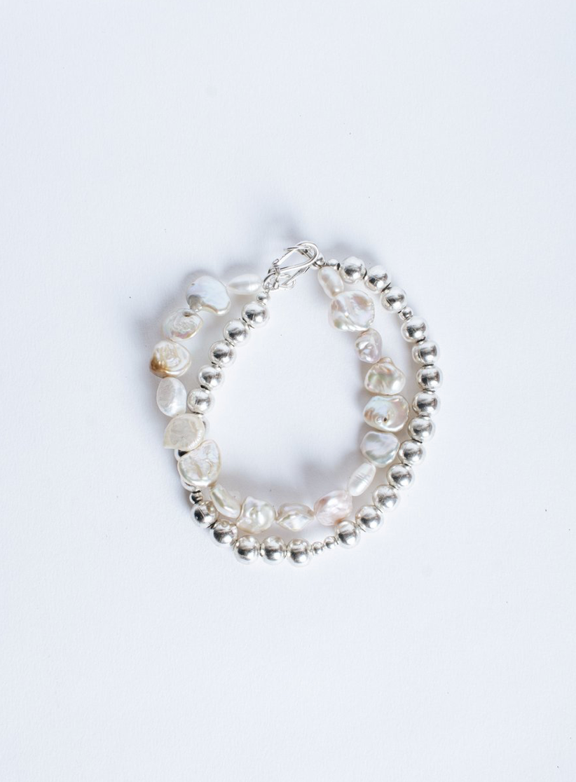 Keshi Pearl Double Bracelet