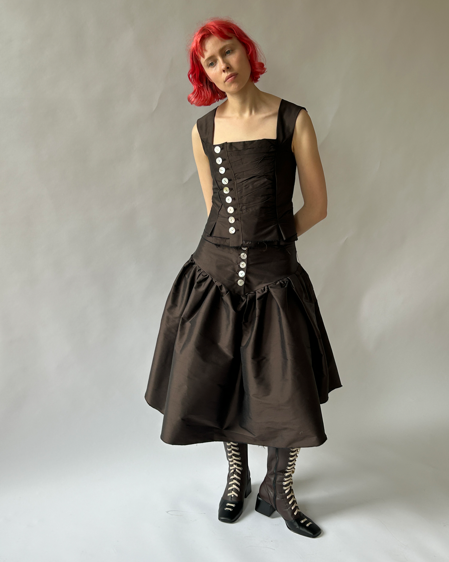 Silk Dupion Skirt brown