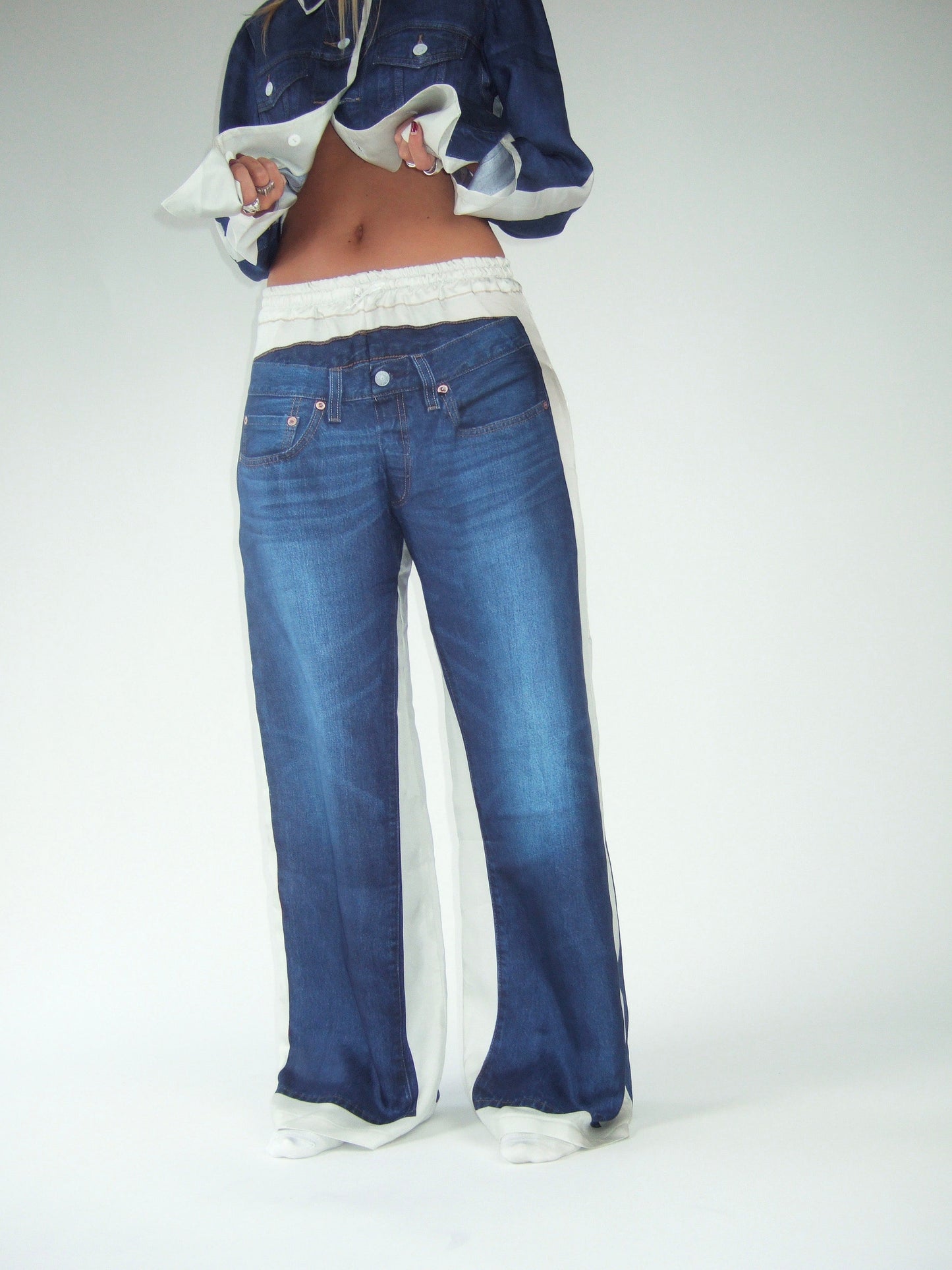 Double "Denim" Silk Trousers