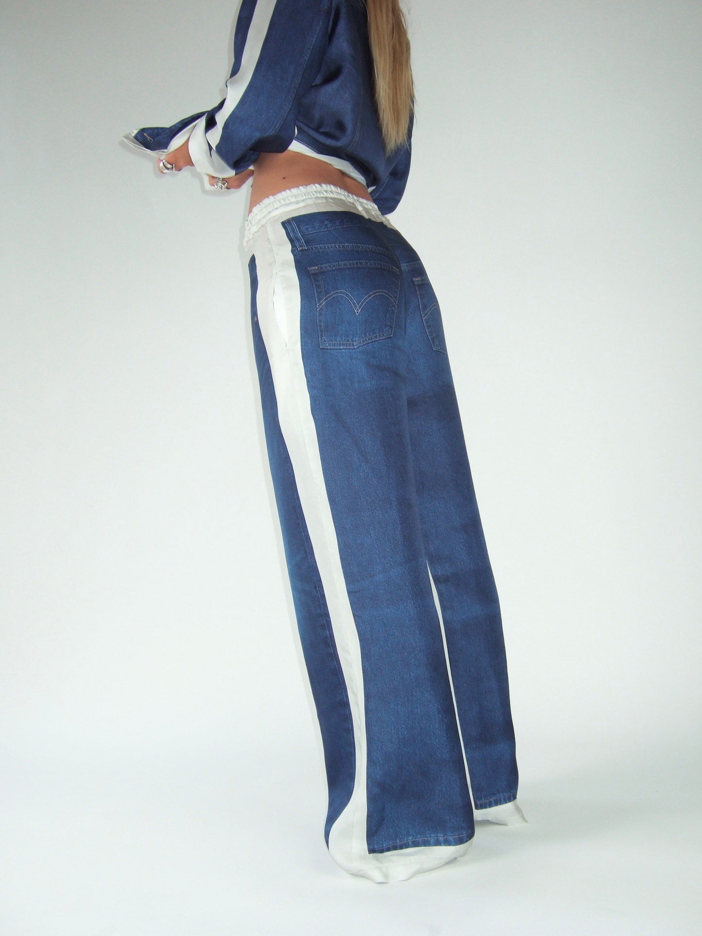 Double "Denim" Silk Trousers