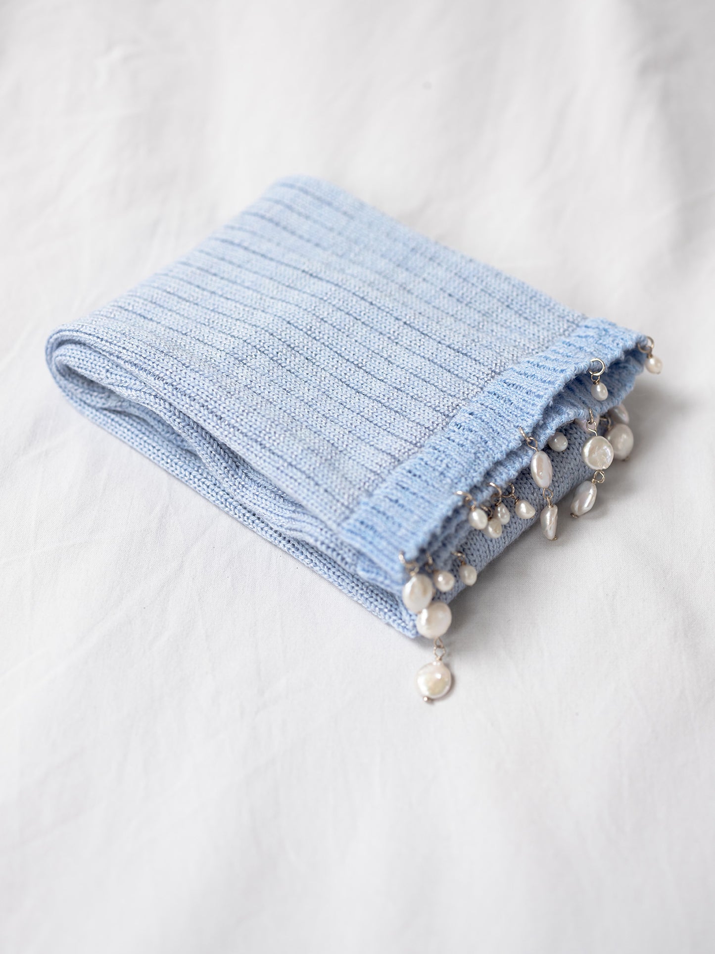 Pearl embellished legwarmers