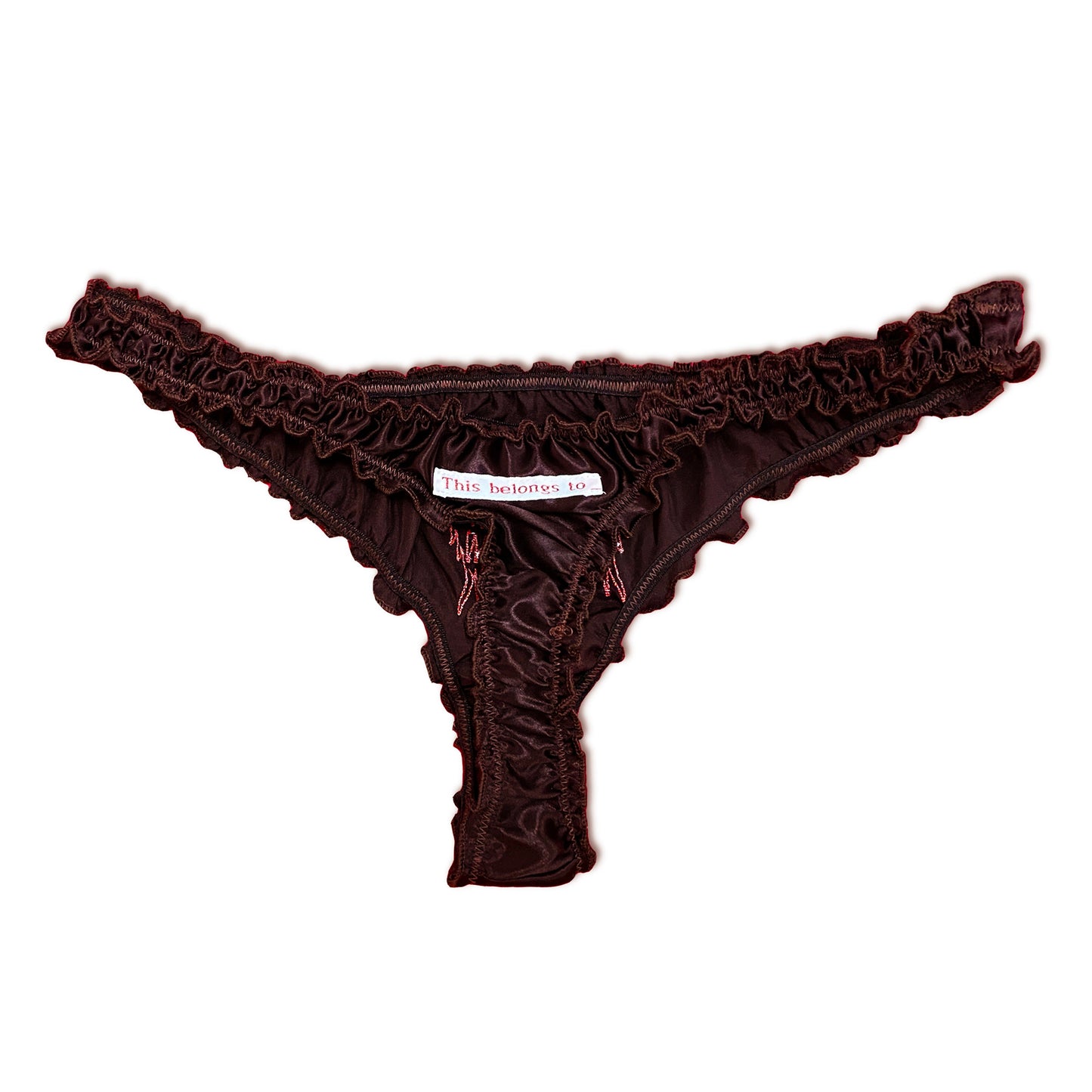 Chocolate Brown Silk Ruffle Thong