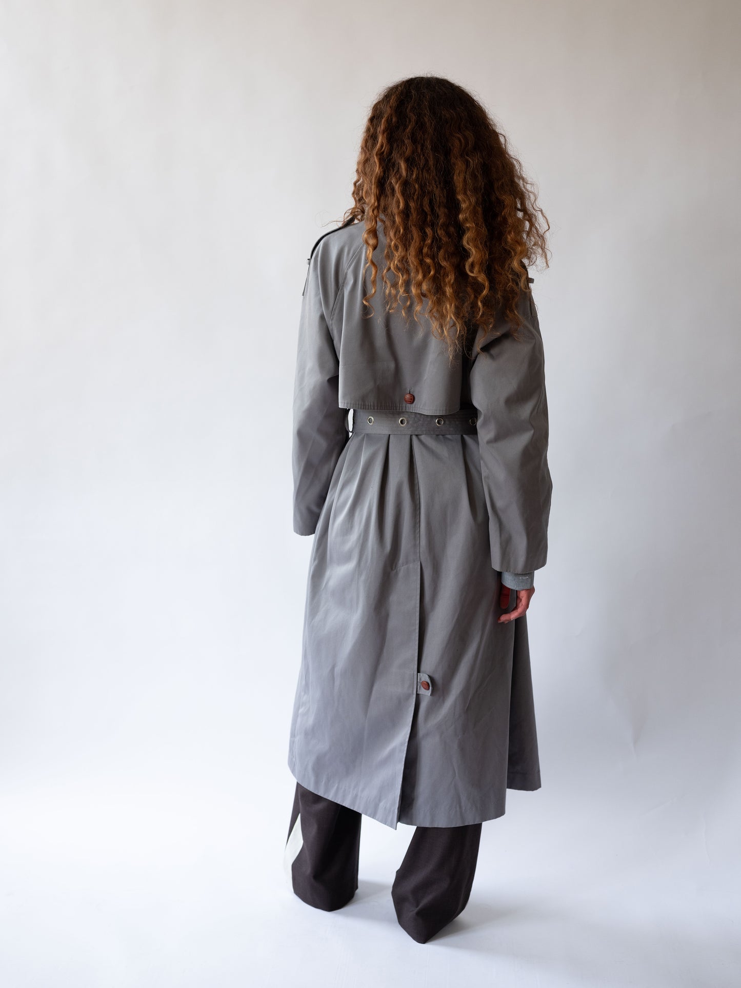 Grey Eyelet Belt Trench