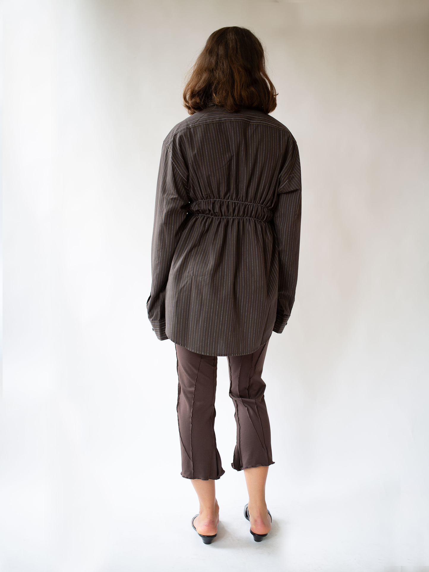 Brown Stripe Elastic Shirt