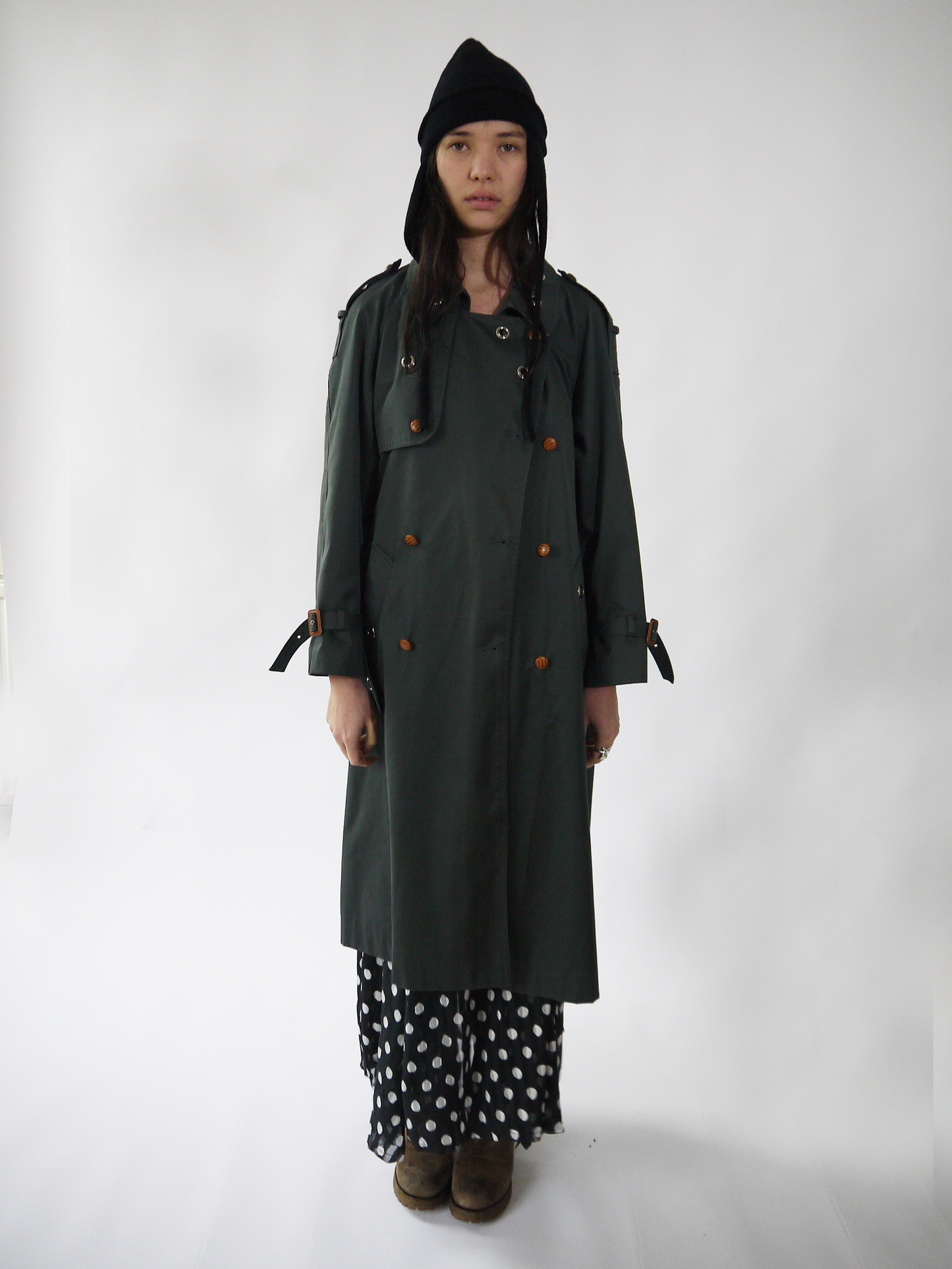 Green Eyelet Trench