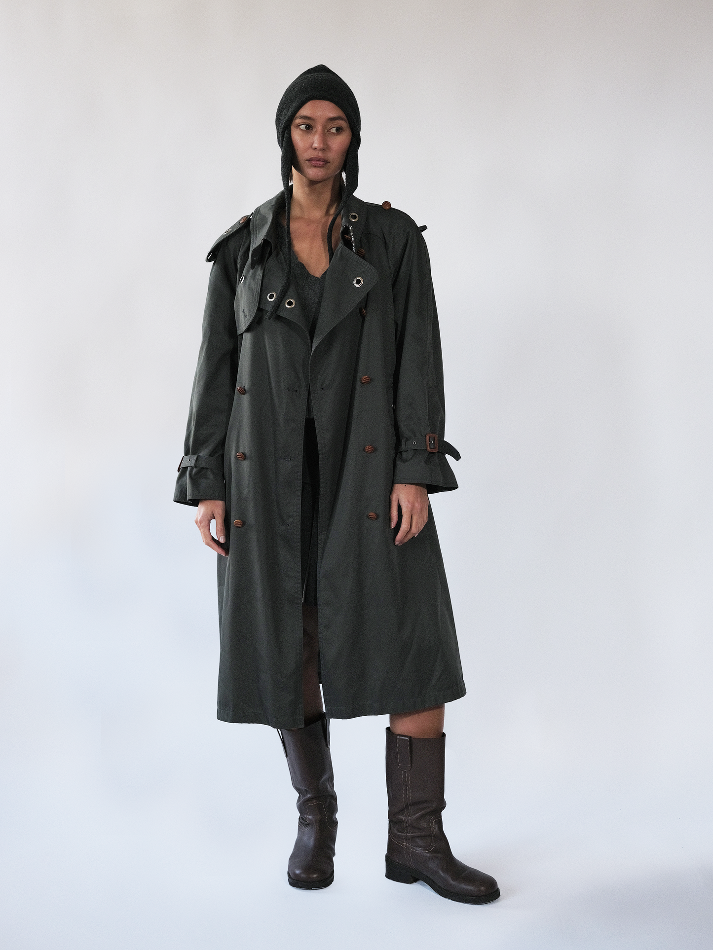 Celosia Green Eyelet Trenchcoat