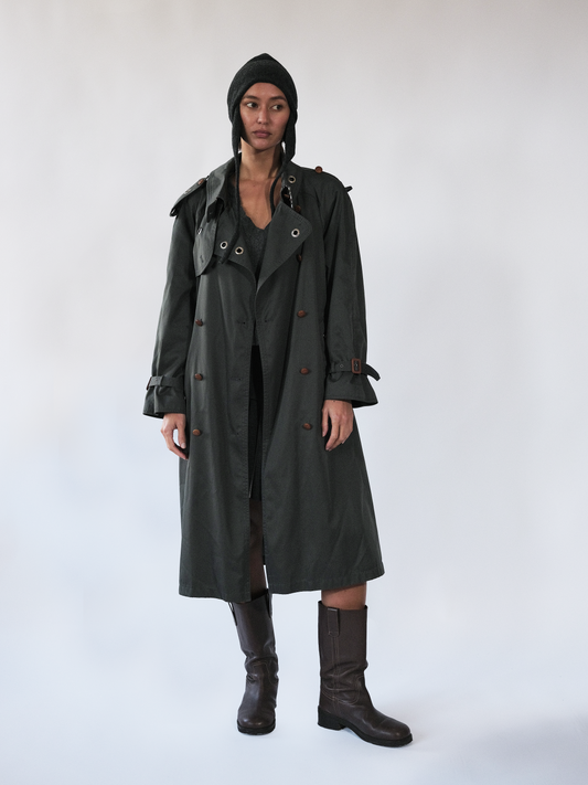 Celosia Green Eyelet Trenchcoat