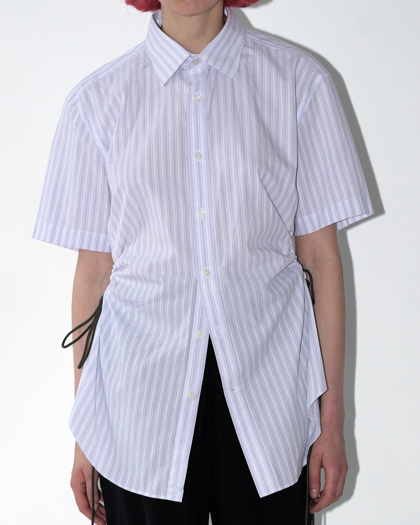 White Short Sleeve Cinch Shirt