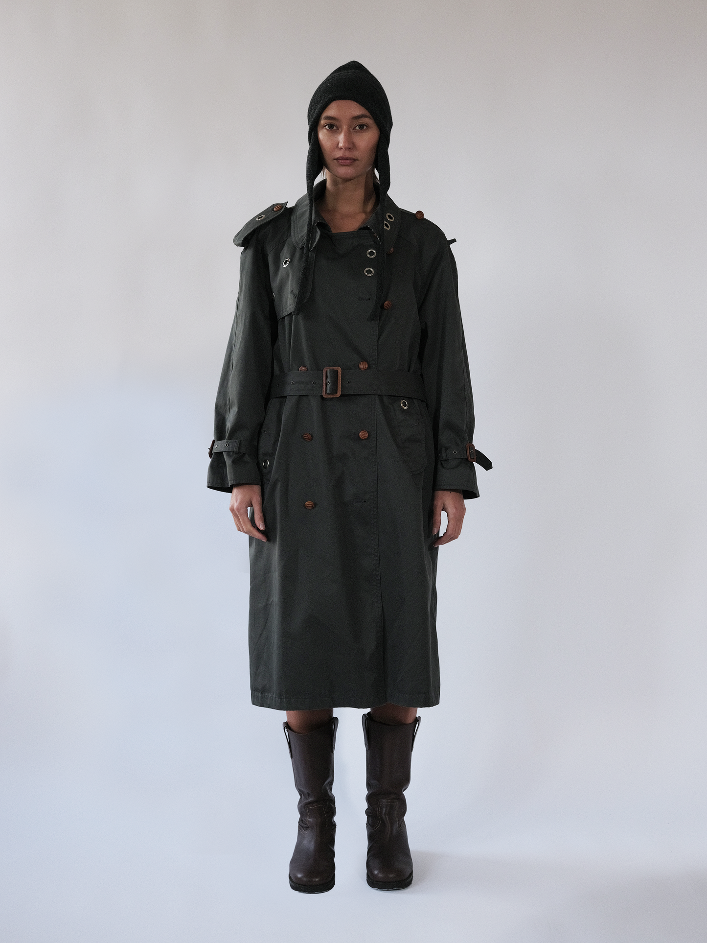 Celosia Green Eyelet Trenchcoat