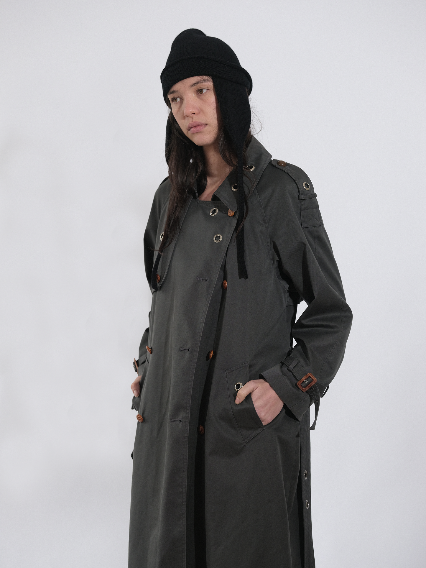 Green Eyelet Trench