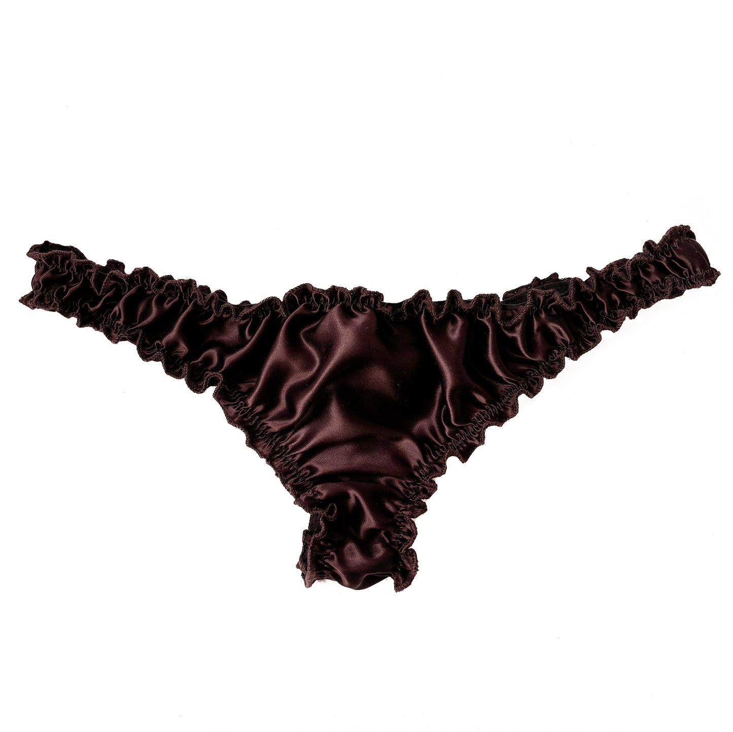 Chocolate Brown Ruffle Silk Knickers