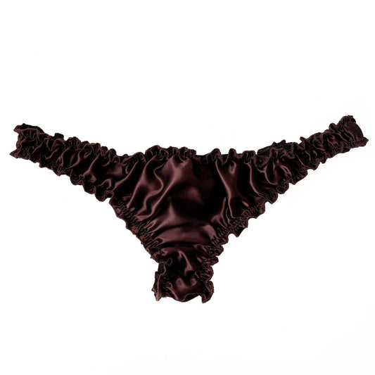 Chocolate Brown Ruffle Silk Knickers