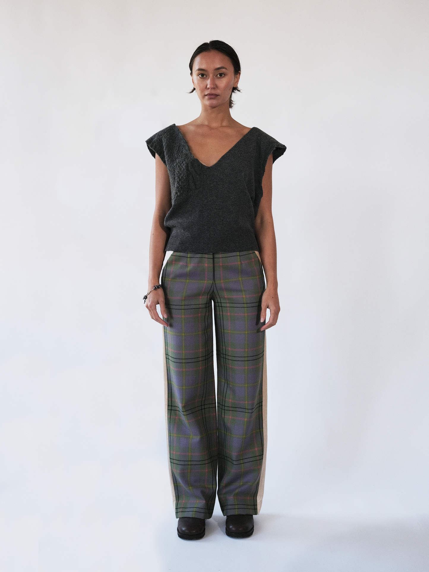 Tartan lilac trousers