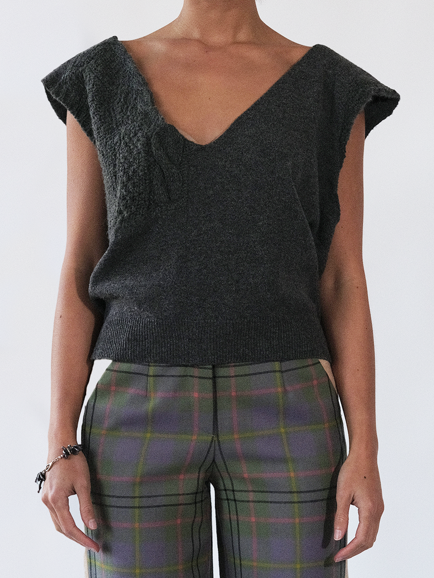 V neck jumper dark grey