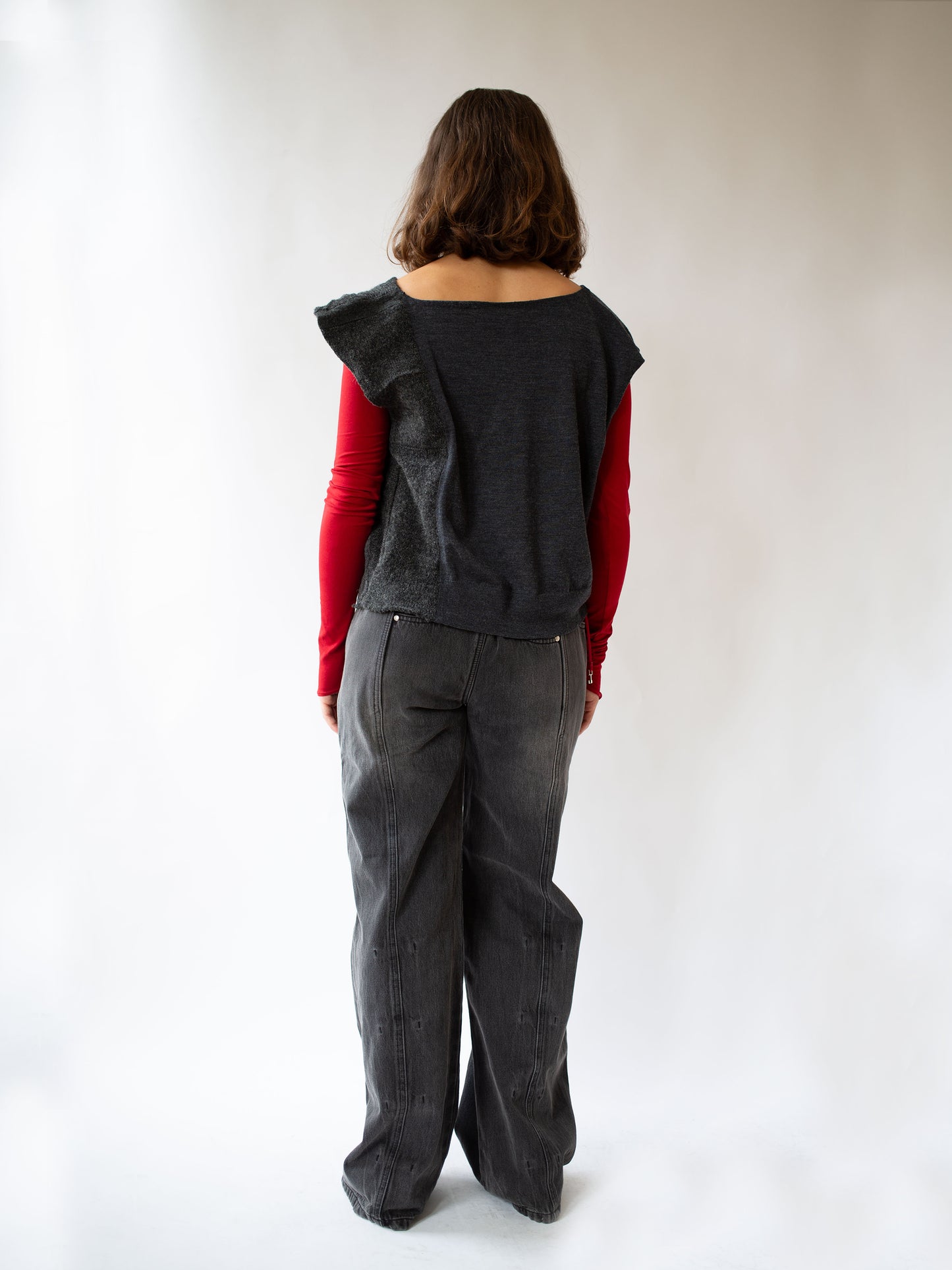 V-Neck Charcoal Sleeveless Jumper