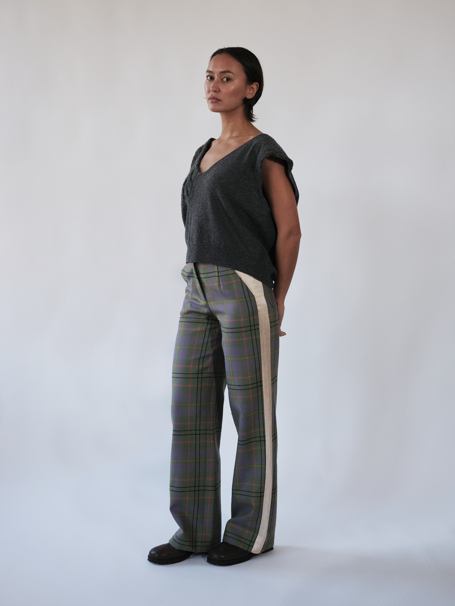 Tartan lilac trousers