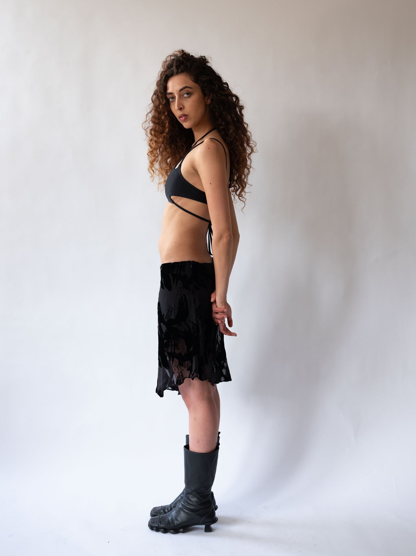 Asymmetrical Devore Skirt