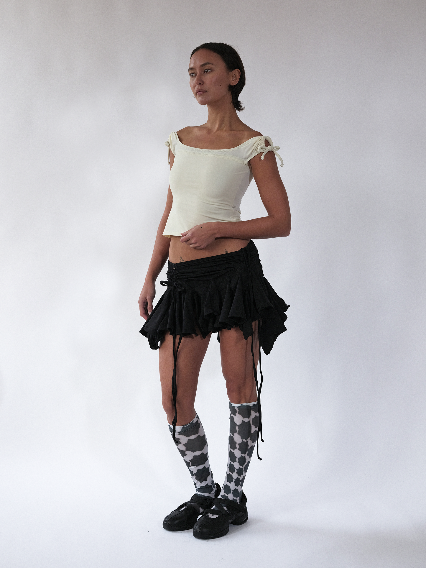 Scooped Tie Up Blouse