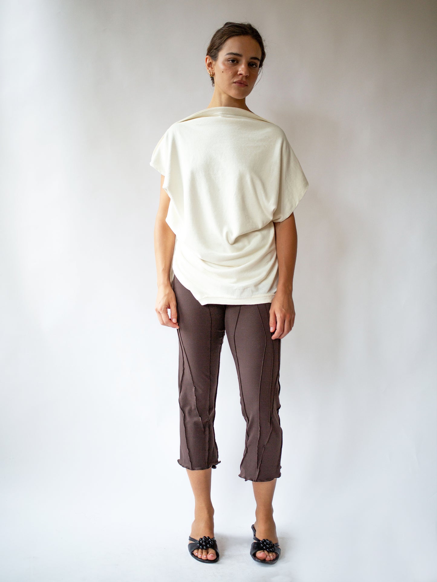 Long sleeve Drape Tee Cream