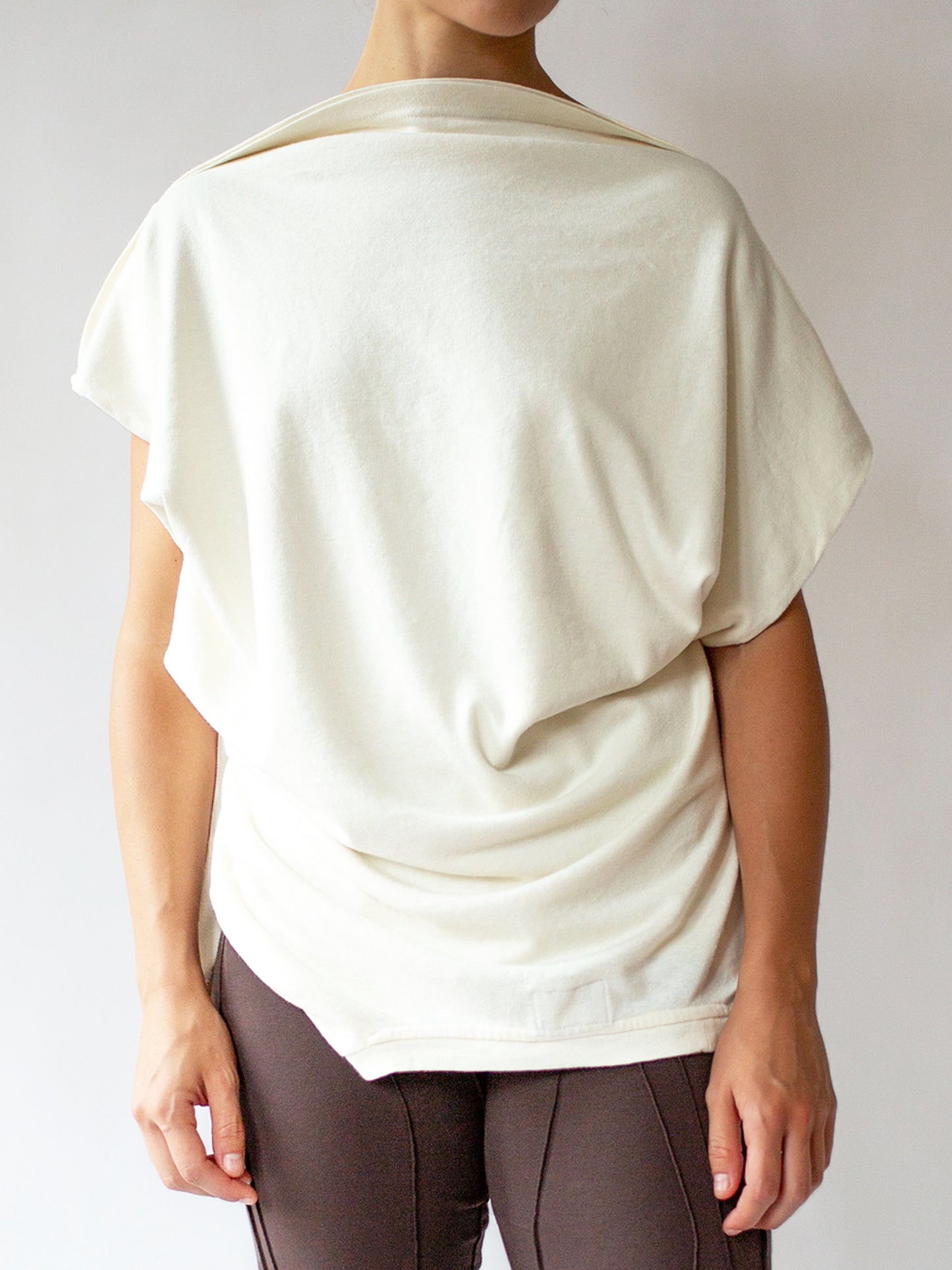Long sleeve Drape Tee Cream