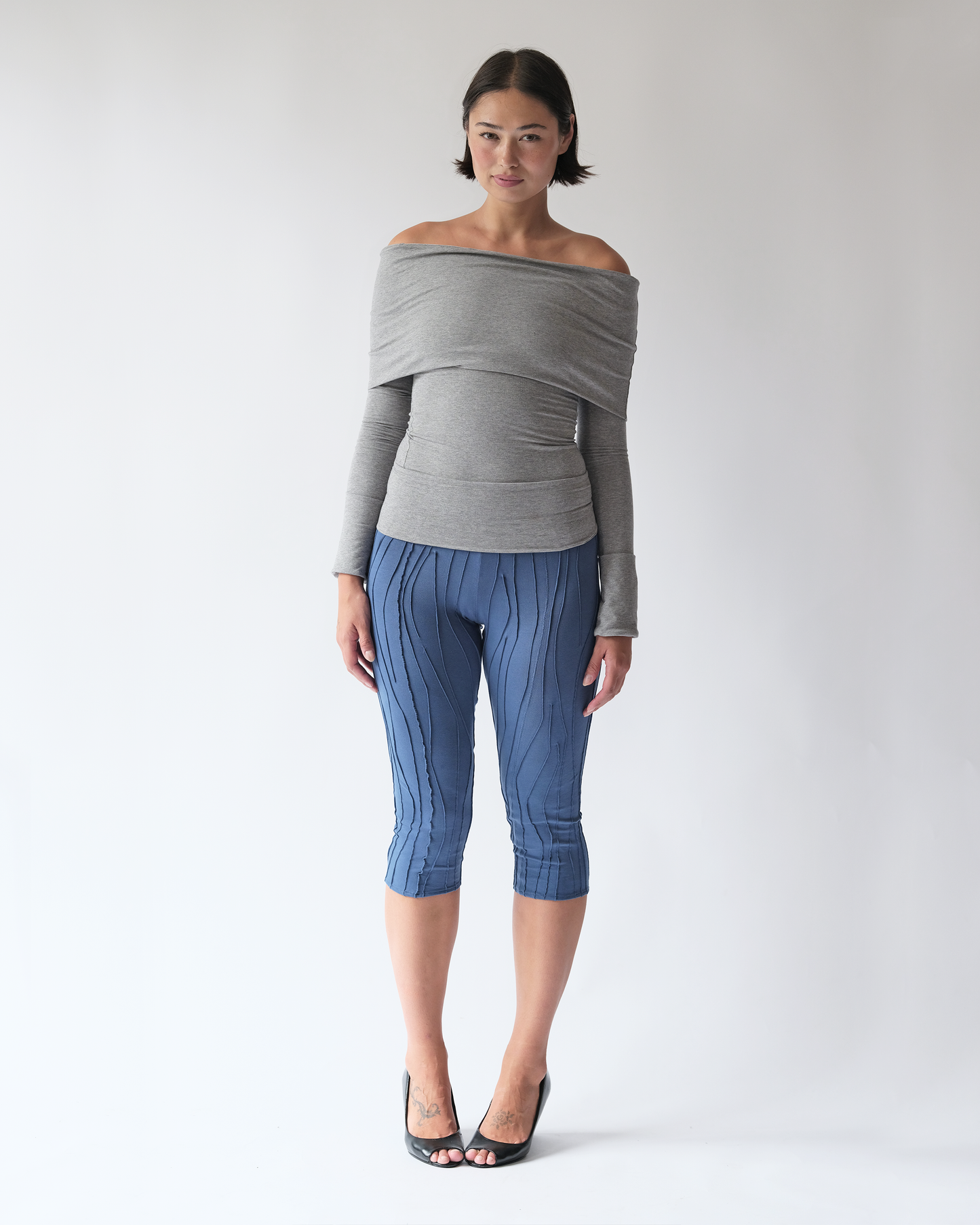 Off Shoulder Top Grey