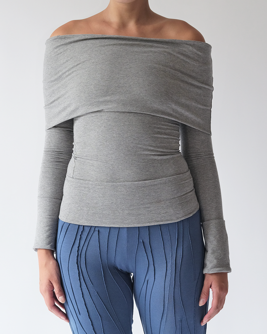 Off Shoulder Top Grey